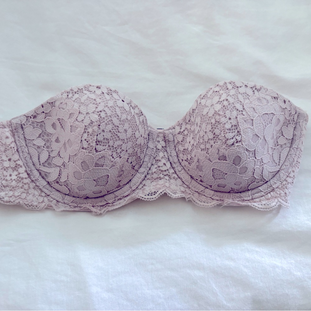 Victoria's Secret Strapless Lace Bra with Underwire Support